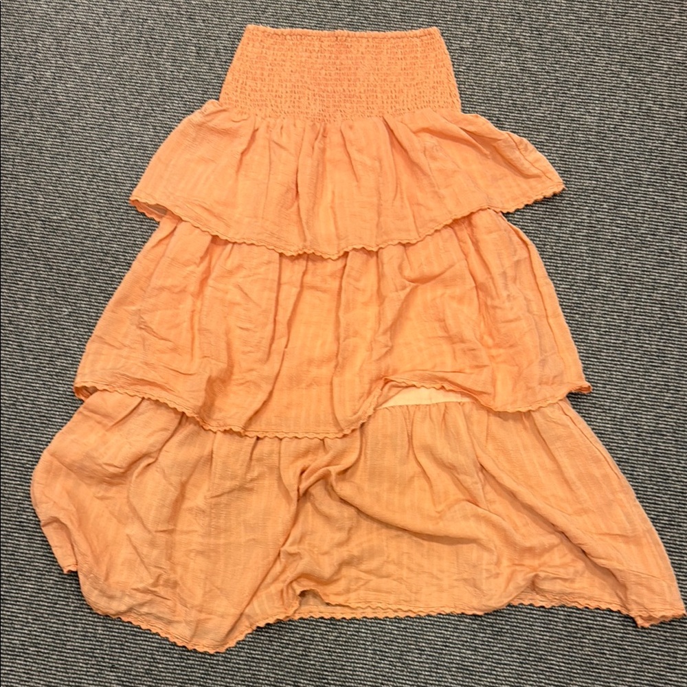 English factory Orange Tiered Maxi Skirt